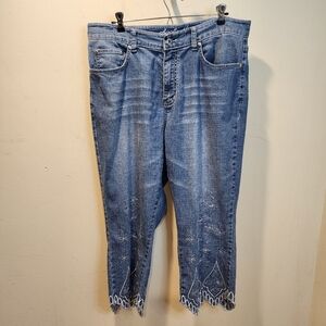 APOLLO  JEANS Light Blue Cropped  Embroidered  Jeans Size 13/14